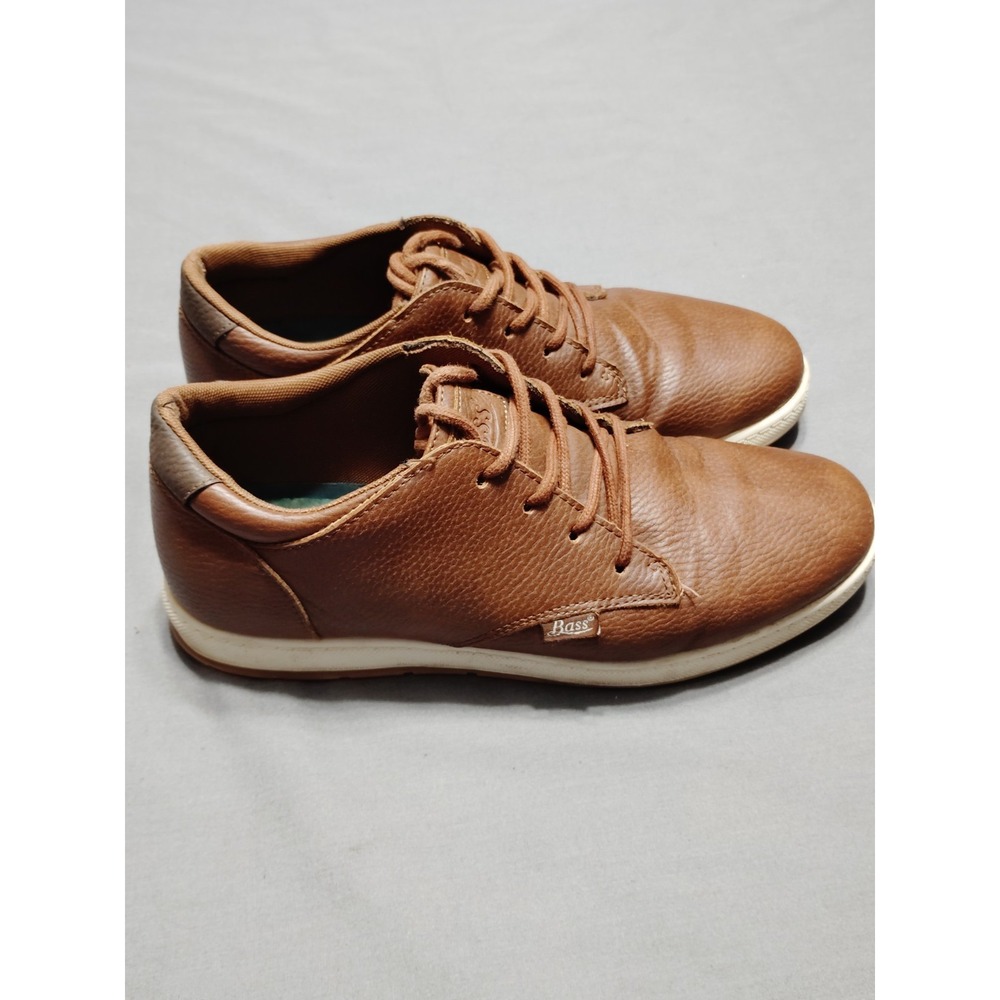 Bass Shoes Men 10 Brown Peeble Leather Lace Up Classic Old Money Dress Shoes EUC
